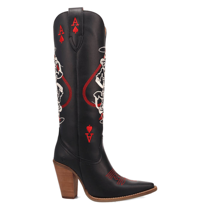 Dingo Womens Ace Of Spades Black Leather Cowboy Boots