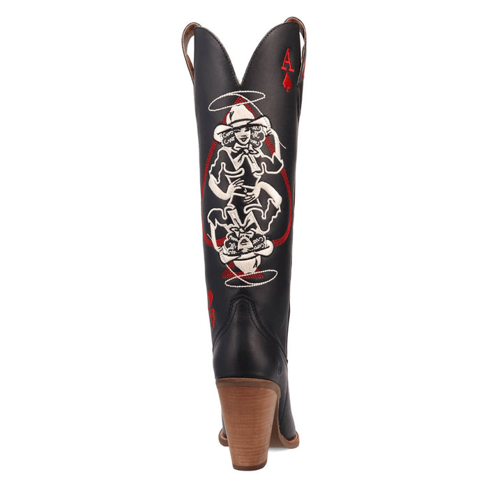 Dingo Womens Ace Of Spades Black Leather Cowboy Boots