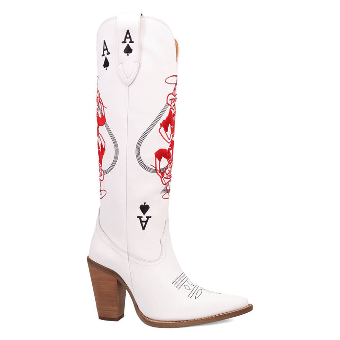 Dingo Womens Ace Of Spades White Leather Cowboy Boots