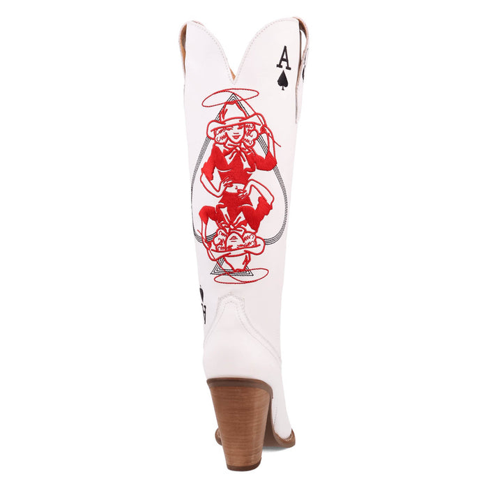 Dingo Womens Ace Of Spades White Leather Cowboy Boots