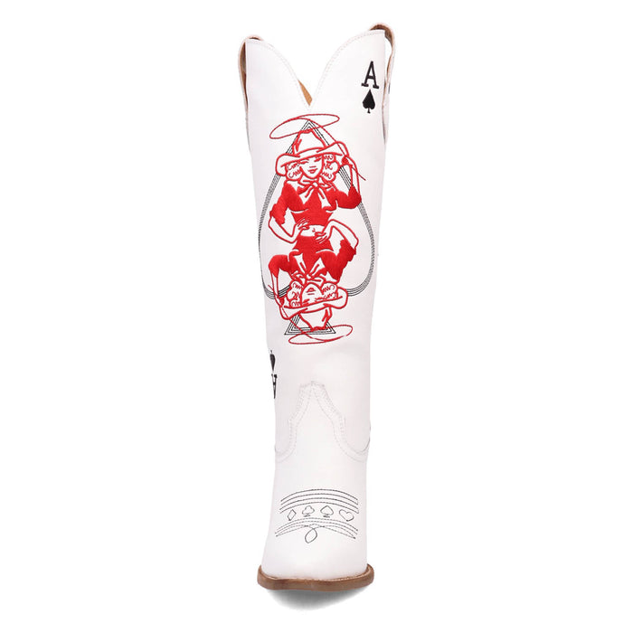 Dingo Womens Ace Of Spades White Leather Cowboy Boots