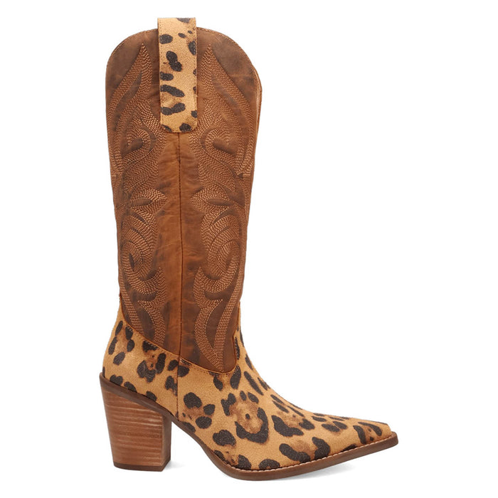 Dingo Womens Hensley Leopard Leather 13in Cowboy Boots