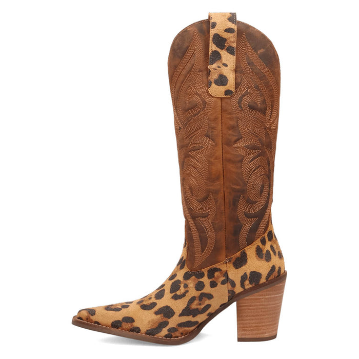 Dingo Womens Hensley Leopard Leather 13in Cowboy Boots