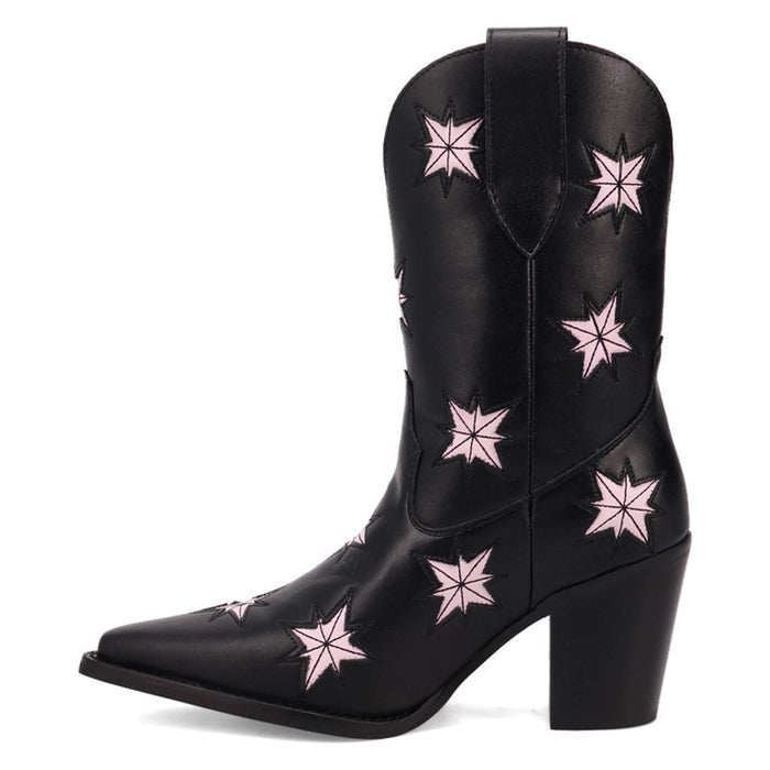 Dingo Womens Starburst Black Leather 9in Cowboy Boots