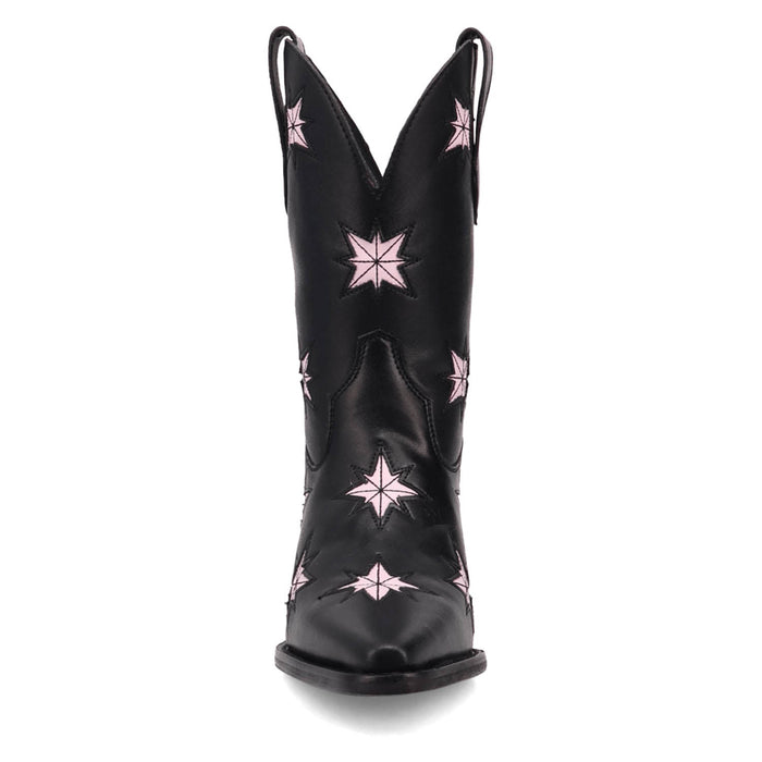 Dingo Womens Starburst Black Leather 9in Cowboy Boots