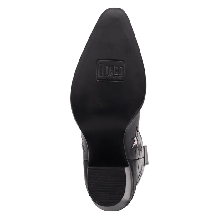 Dingo Womens Starburst Black Leather 9in Cowboy Boots