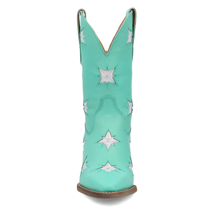 Dingo Womens Starburst Green Leather 9in Cowboy Boots