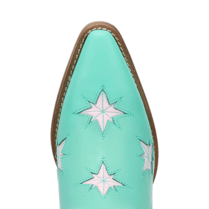 Dingo Womens Starburst Green Leather 9in Cowboy Boots