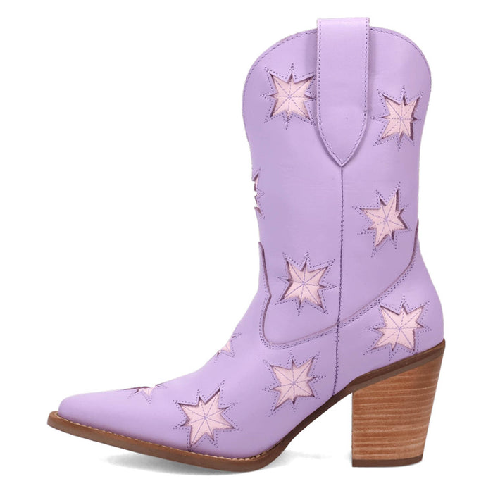 Dingo Womens Starburst Lavender Leather 9in Cowboy Boots