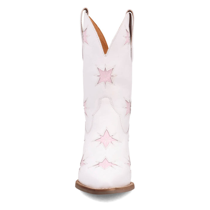 Dingo Womens Starburst White Leather 9in Cowboy Boots