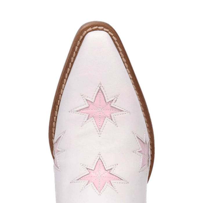 Dingo Womens Starburst White Leather 9in Cowboy Boots