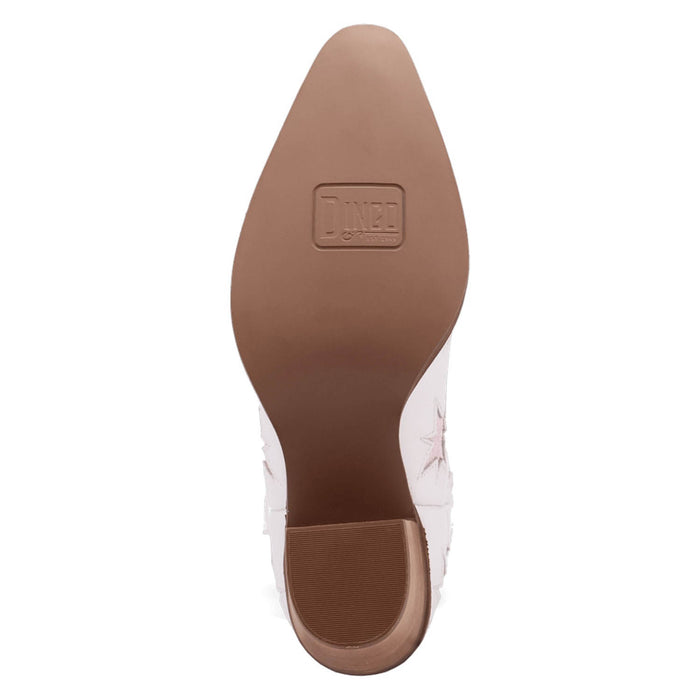 Dingo Womens Starburst White Leather 9in Cowboy Boots