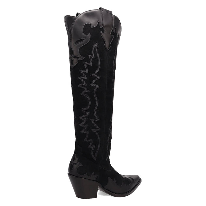 Dingo Womens Drama Queen Black Suede 18in Cowboy Boots