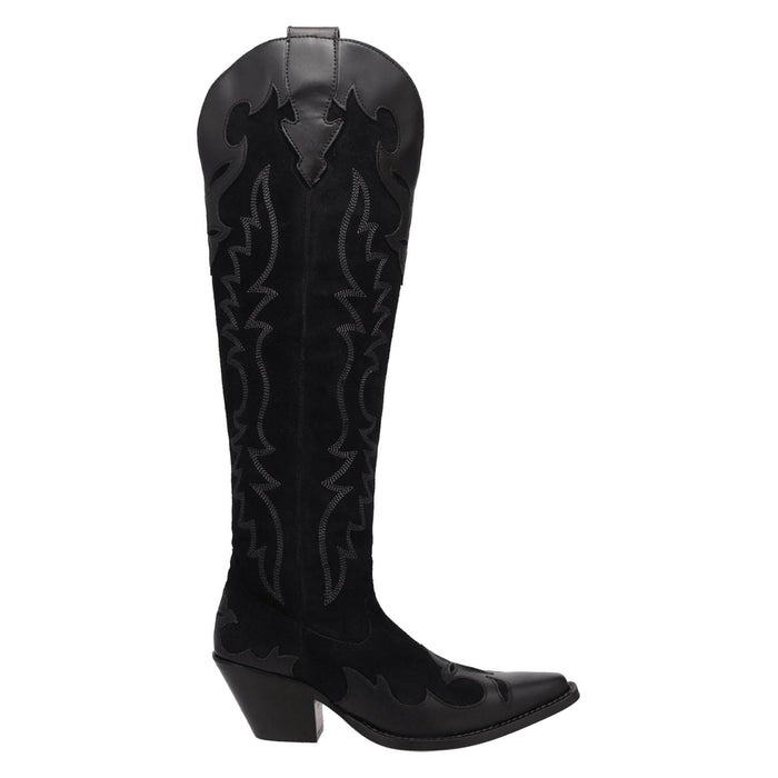 Dingo Womens Drama Queen Black Suede 18in Cowboy Boots