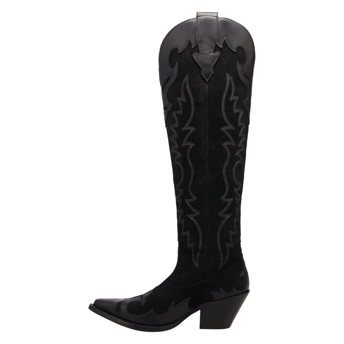 Dingo Womens Drama Queen Black Suede 18in Cowboy Boots