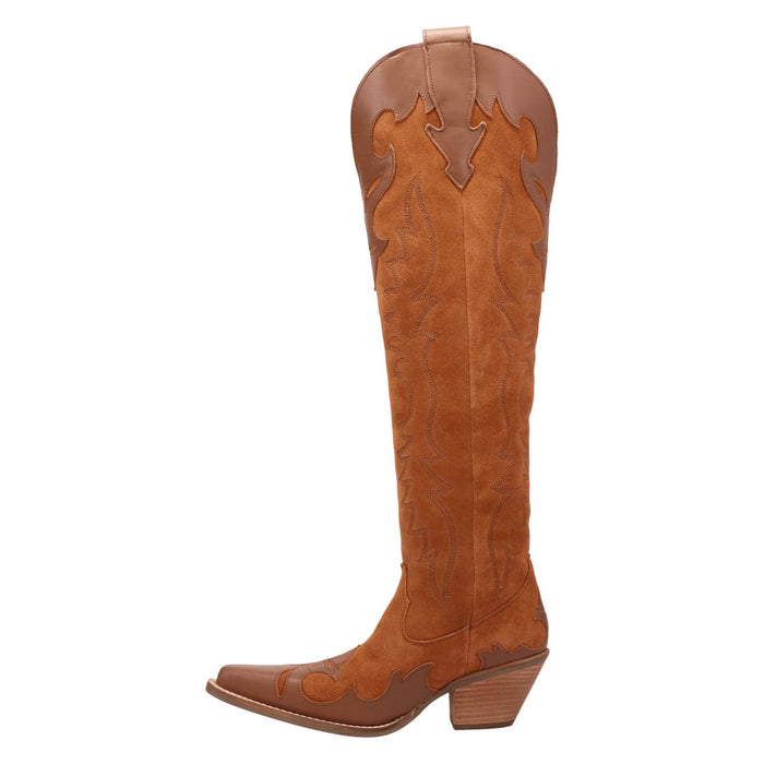 Dingo Womens Drama Queen Camel Suede 18in Cowboy Boots