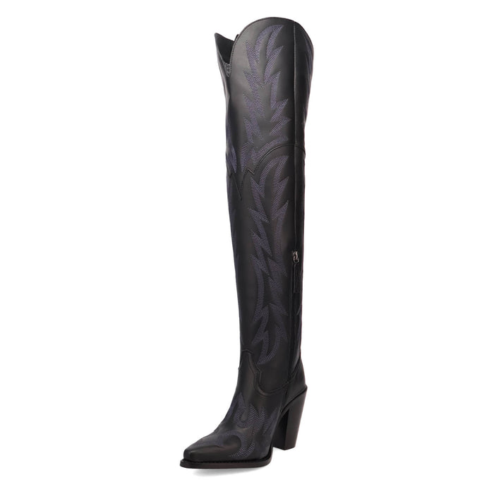 Dingo Womens Diva Black Leather 22in Cowboy Boots