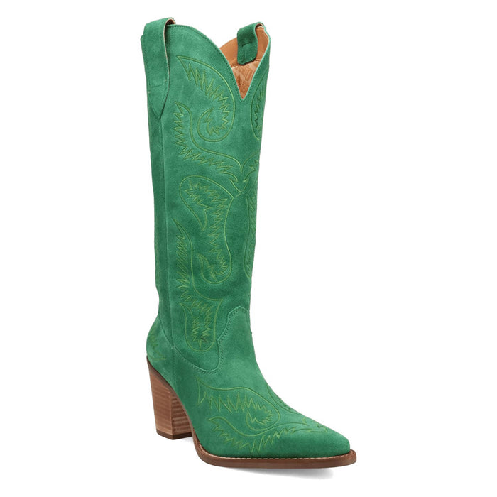 Dingo Womens Evita Green Suede 16in Cowboy Boots