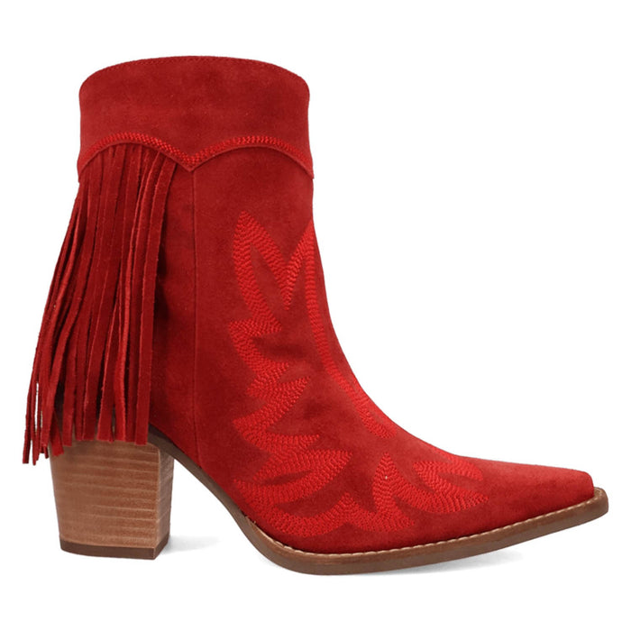 Dingo Womens Wild Sage Red Suede 7in Ankle Boots