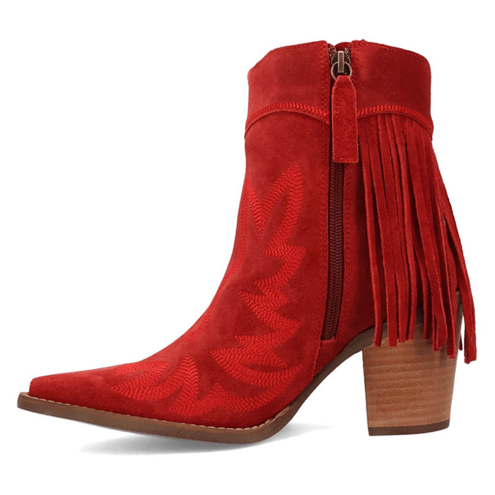 Dingo Womens Wild Sage Red Suede 7in Ankle Boots