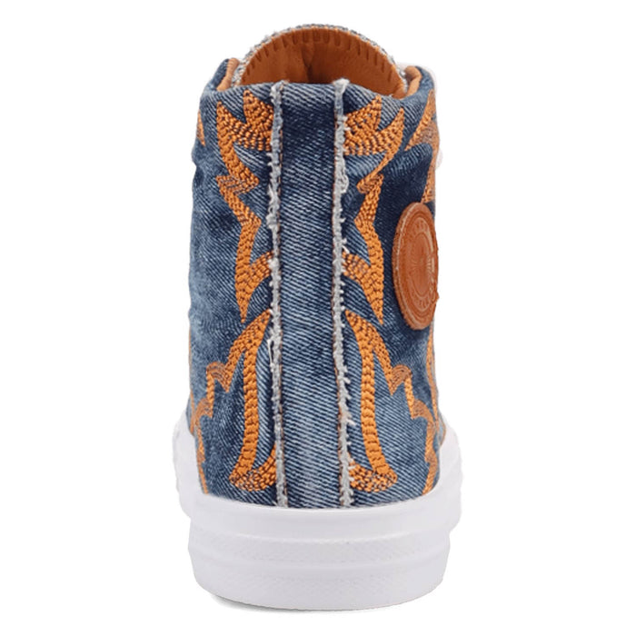 Dingo Womens Game Day Blue/Gold Denim High Top Sneakers Shoes