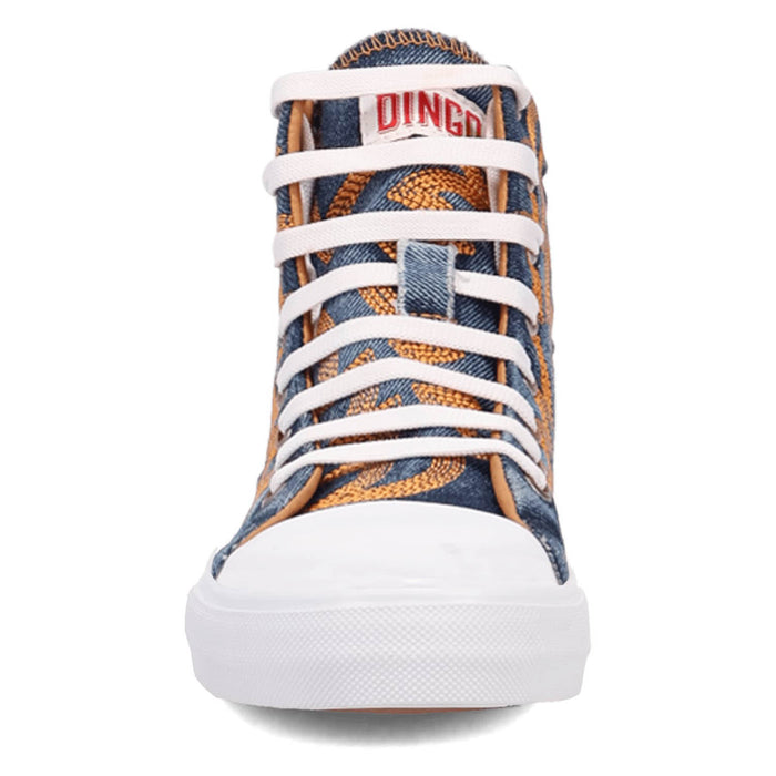 Dingo Womens Game Day Blue/Gold Denim High Top Sneakers Shoes