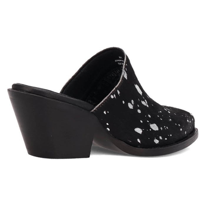 Dingo Womens Cash Cow Black Hair-on-Hide 2.5in Heel Mules Shoes