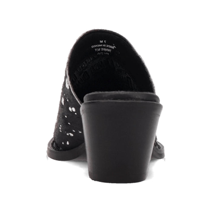 Dingo Womens Cash Cow Black Hair-on-Hide 2.5in Heel Mules Shoes