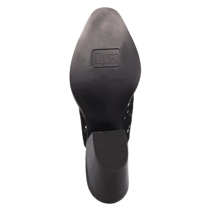 Dingo Womens Cash Cow Black Hair-on-Hide 2.5in Heel Mules Shoes