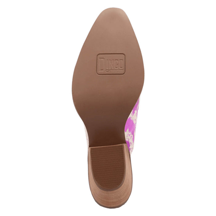 Dingo Womens Cash Cow Fuchsia Hair-on-Hide 2.5in Heel Mules Shoes