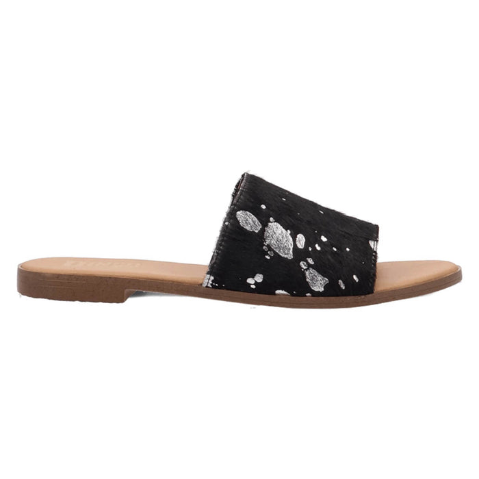 Dingo Womens Moo Moo Black Hair-on-Hide Sandals Shoes