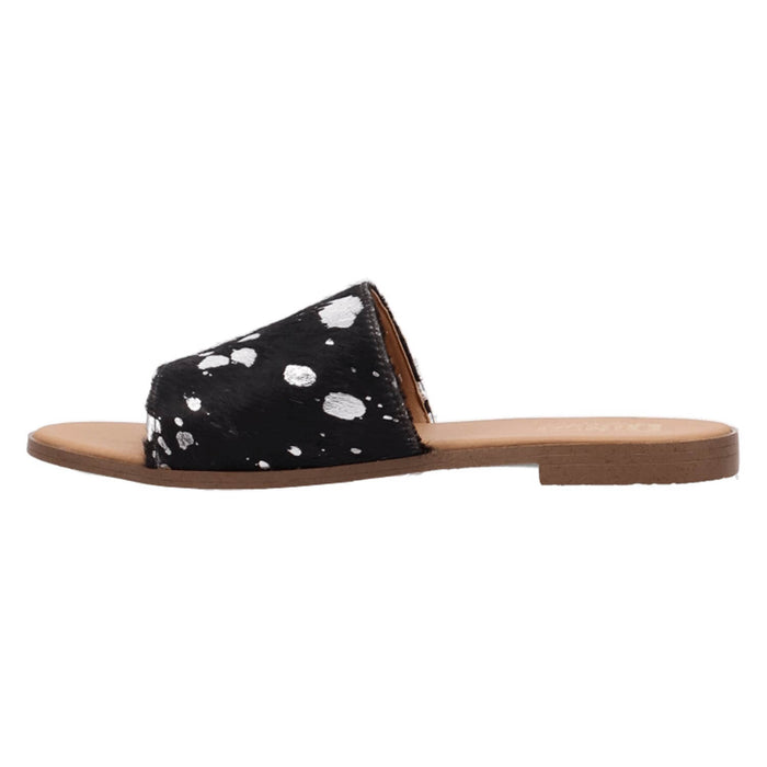 Dingo Womens Moo Moo Black Hair-on-Hide Sandals Shoes