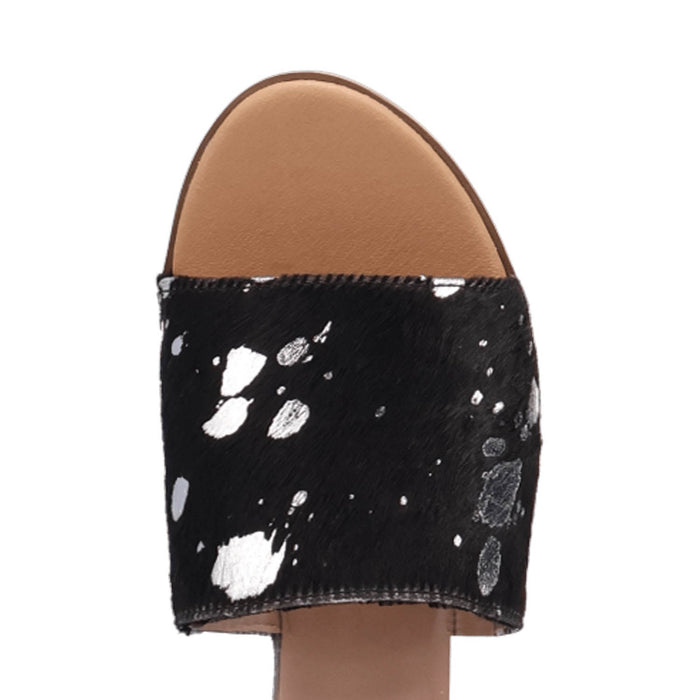 Dingo Womens Moo Moo Black Hair-on-Hide Sandals Shoes