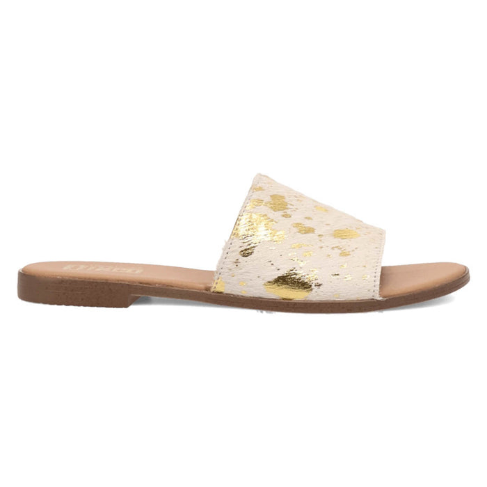 Dingo Womens Moo Moo Gold Hair-on-Hide Sandals Shoes