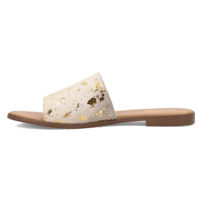 Dingo Womens Moo Moo Gold Hair-on-Hide Sandals Shoes