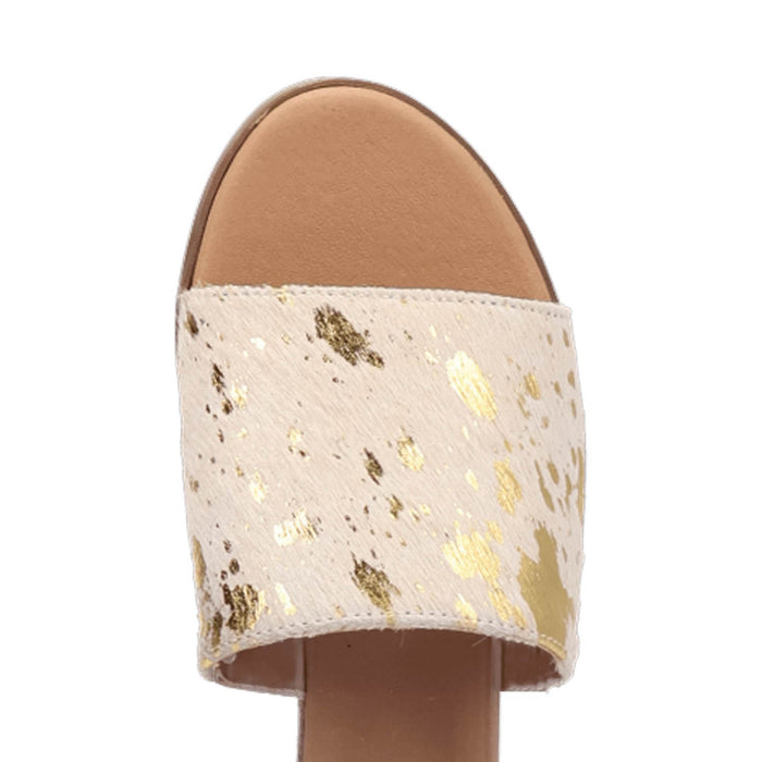 Dingo Womens Moo Moo Gold Hair-on-Hide Sandals Shoes