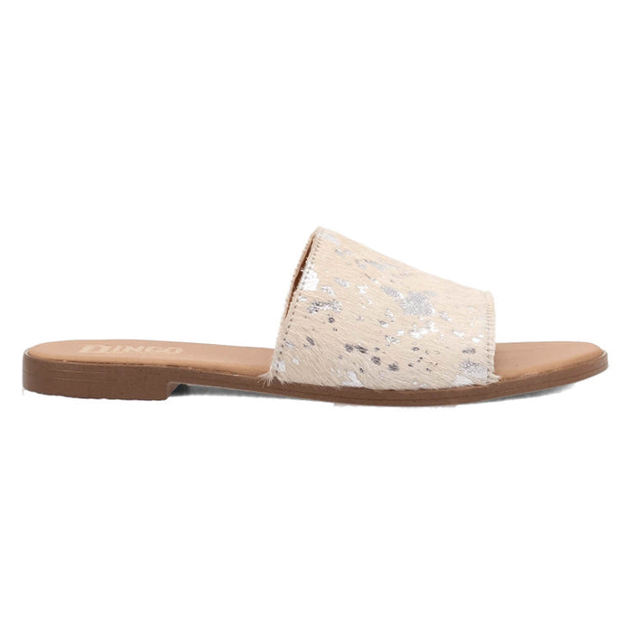 Dingo Womens Moo Moo Silver Hair-on-Hide Sandals Shoes