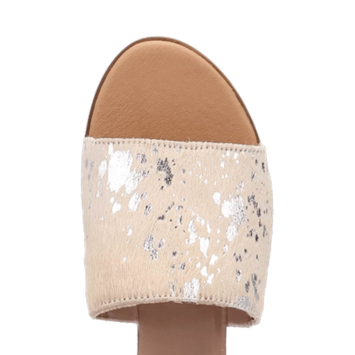Dingo Womens Moo Moo Silver Hair-on-Hide Sandals Shoes