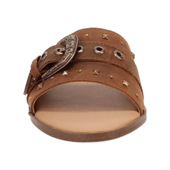 Dingo Womens Lariat Brown Leather Buckle Sandals Shoes