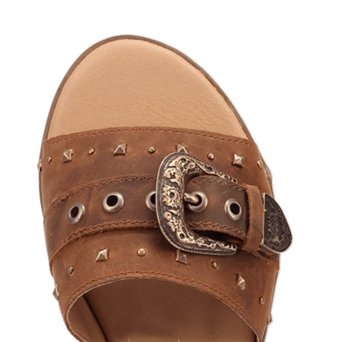 Dingo Womens Lariat Brown Leather Buckle Sandals Shoes