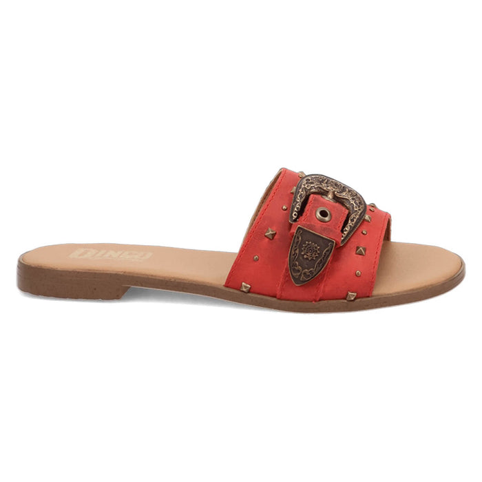 Dingo Womens Lariat Red Leather Buckle Sandals Shoes