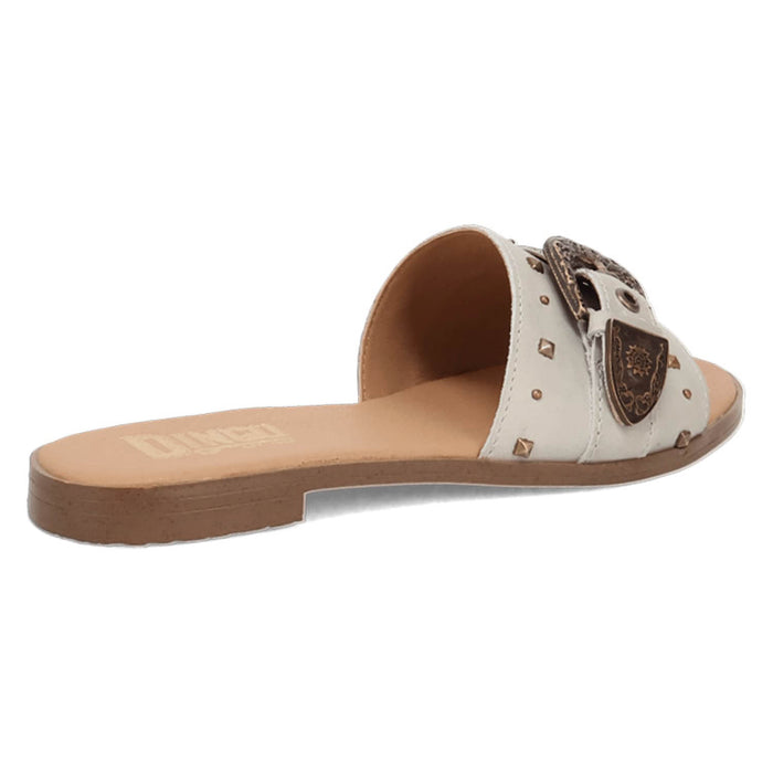 Dingo Womens Lariat White Leather Buckle Sandals Shoes