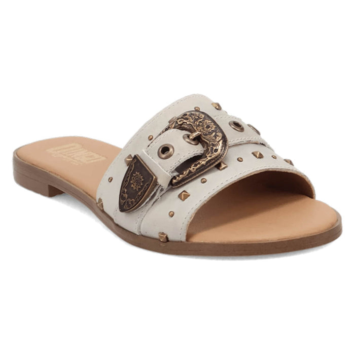 Dingo Womens Lariat White Leather Buckle Sandals Shoes
