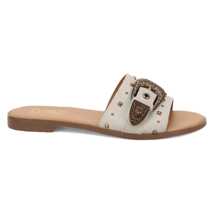 Dingo Womens Lariat White Leather Buckle Sandals Shoes