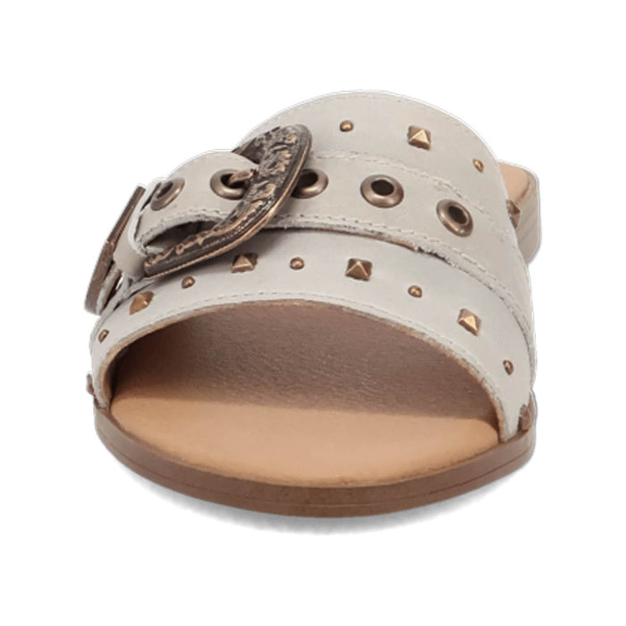 Dingo Womens Lariat White Leather Buckle Sandals Shoes