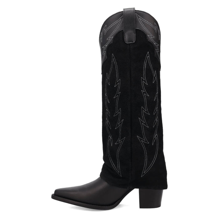 Dingo Womens Wild Horses Black Leather 16in Cowboy Boots