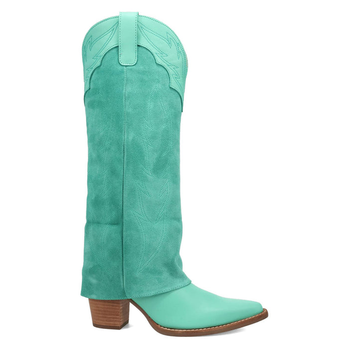 Dingo Womens Wild Horses Green Leather 16in Cowboy Boots