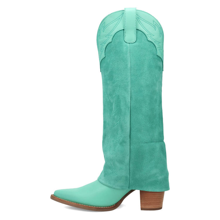 Dingo Womens Wild Horses Green Leather 16in Cowboy Boots