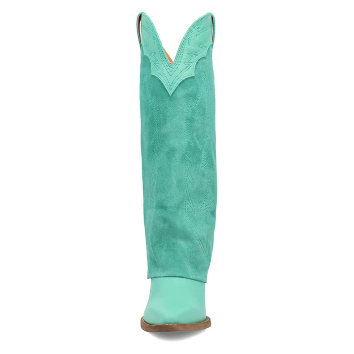 Dingo Womens Wild Horses Green Leather 16in Cowboy Boots