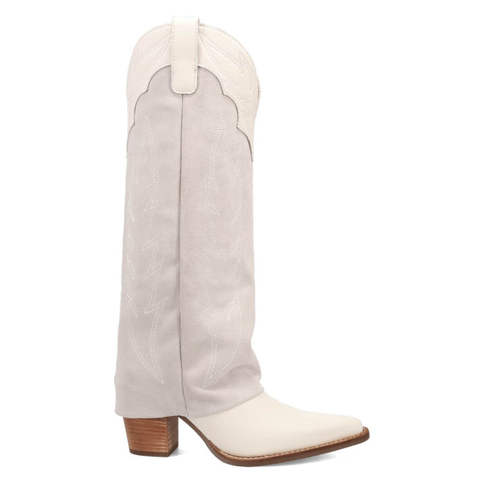 Dingo Womens Wild Horses White Leather 16in Cowboy Boots